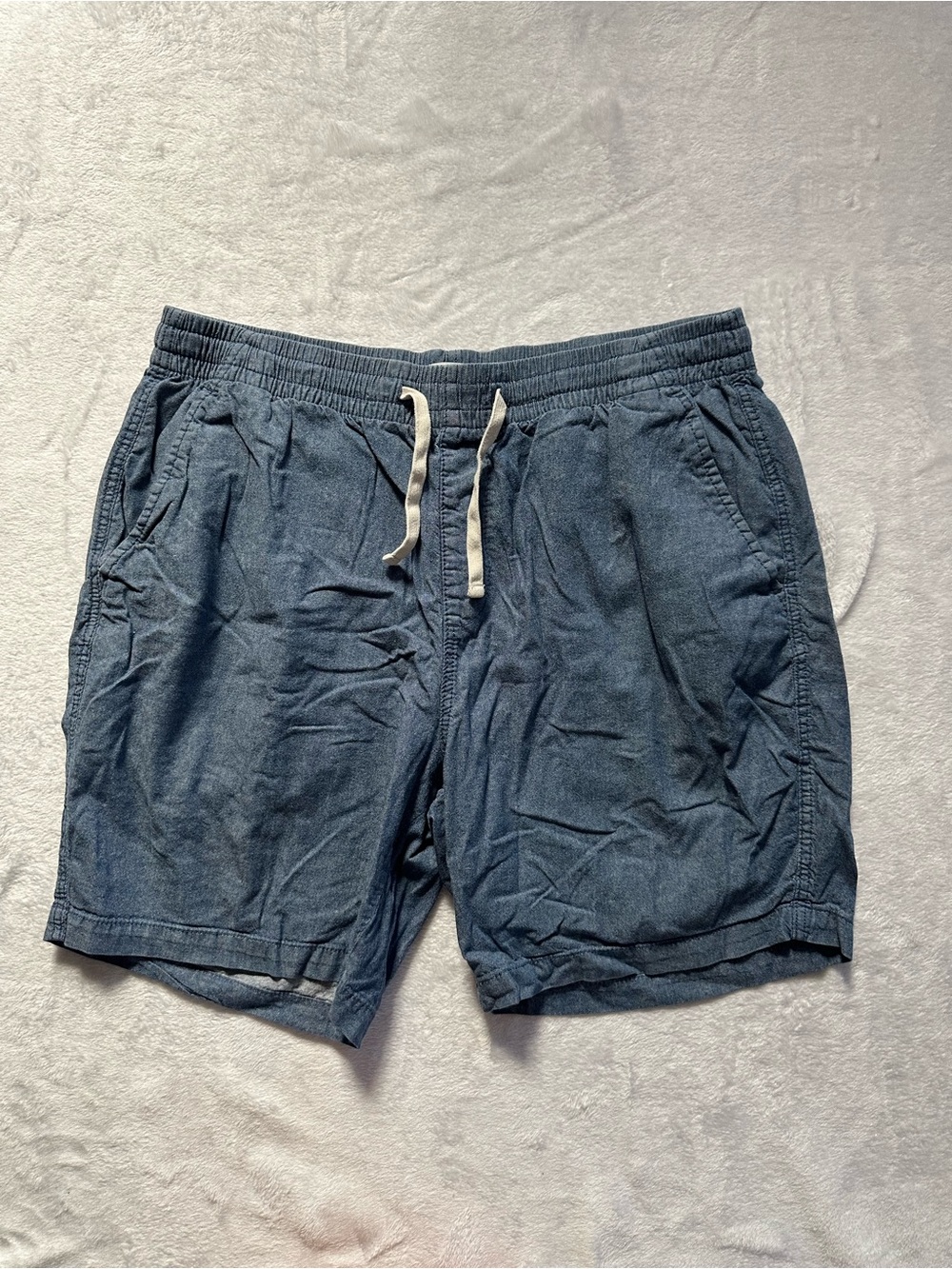 Old Navy Chambray Jogger Shorts Blue Size Large Mens Drawstring Pull On Casual